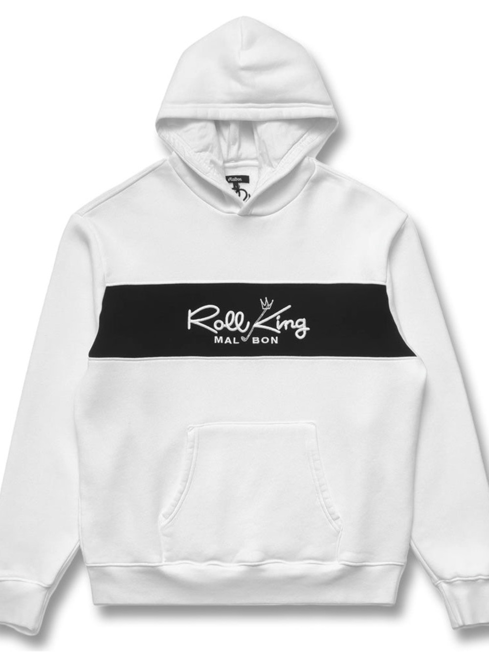 NWT Malbon Roll King White Hoodie with Black Chest Stripe M